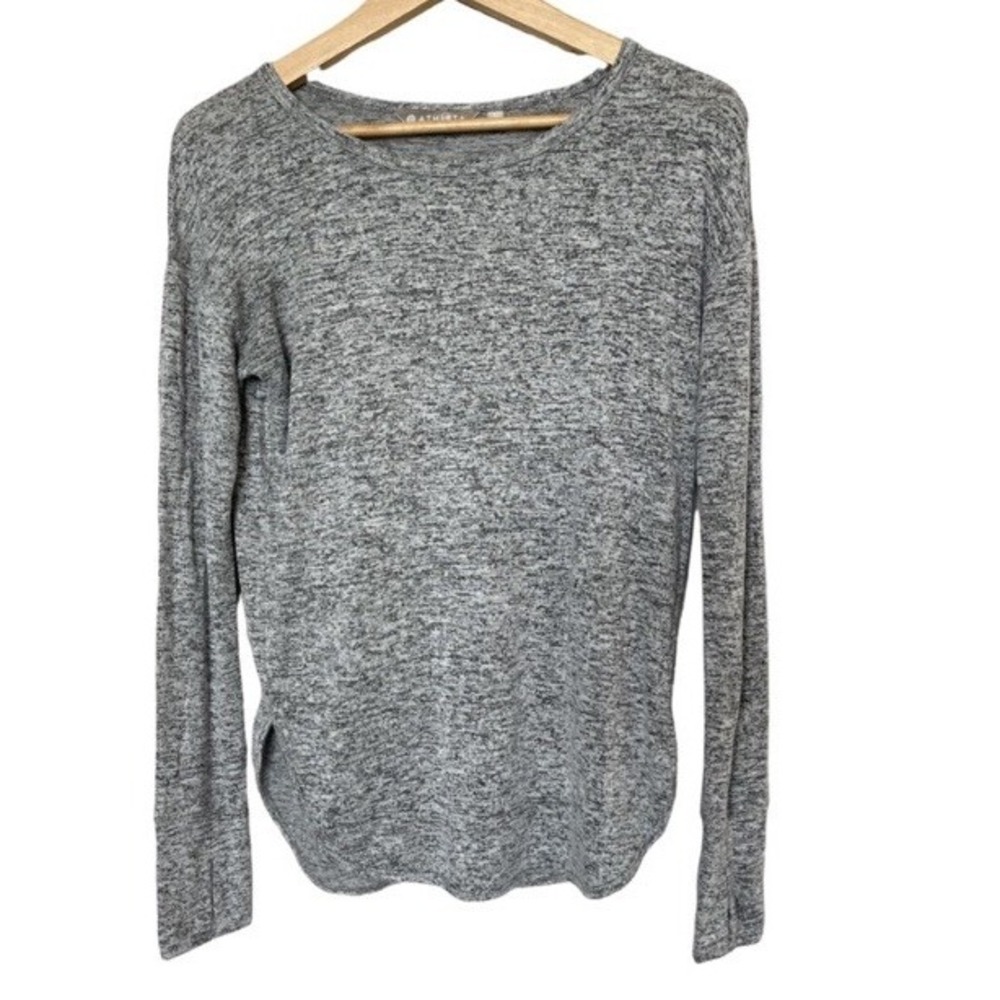 Athleta Top Womens XS Purist Tee Gray Marled Thumbhole EUC